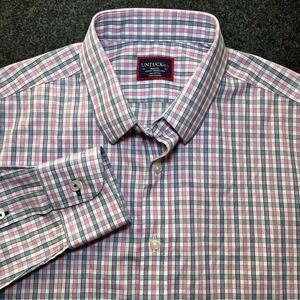 UNTUCKit‎ Blue Pink Plaid Long Sleeve Button Up Cotton Shirt Mens S